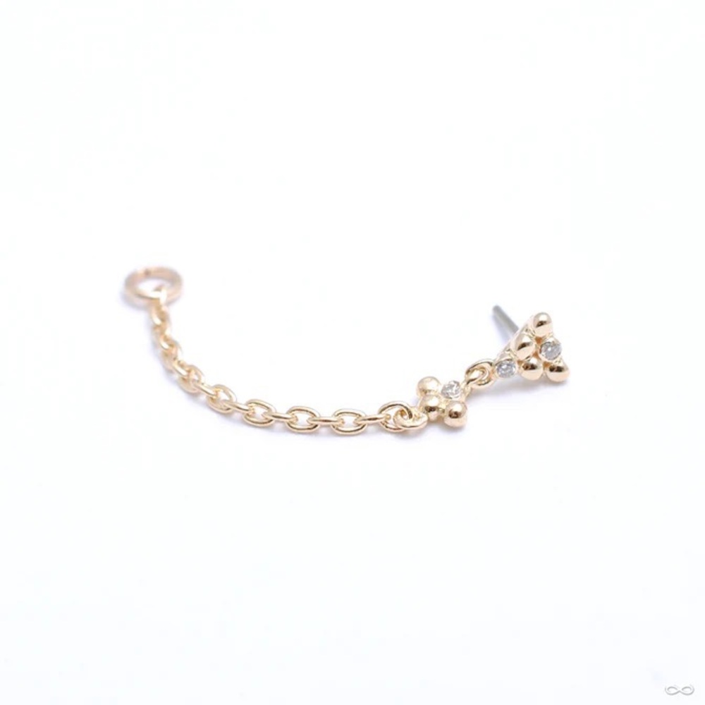 Pupil Hall This & That Mini Lasso Press-fit End - 14k Yellow Gold/White Diamonds